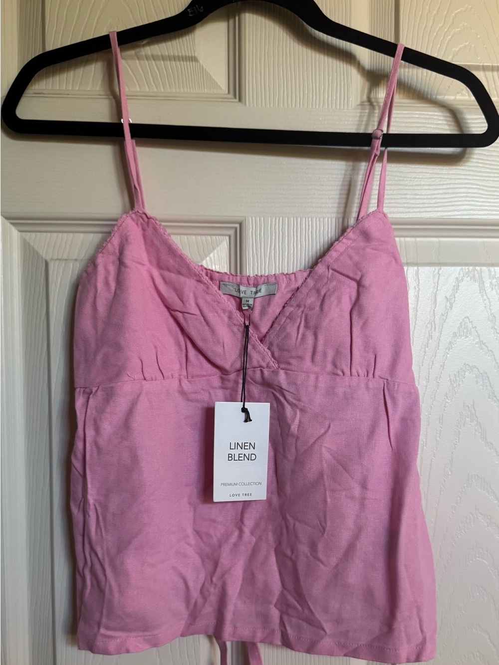 NWT Love Tree Pink Linen-Blend V-Neck Tank, Various Sizes